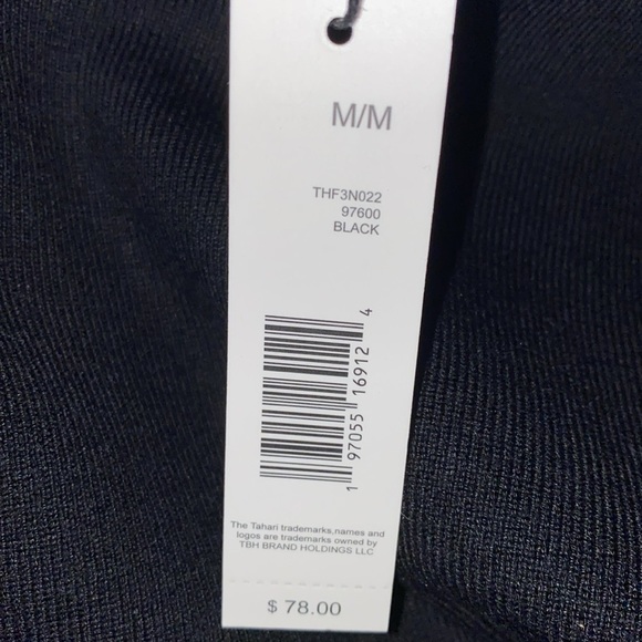 Tahari black mock neck top with sequin sleeves. Hand Washable. Size M. NWT. - Picture 7 of 9